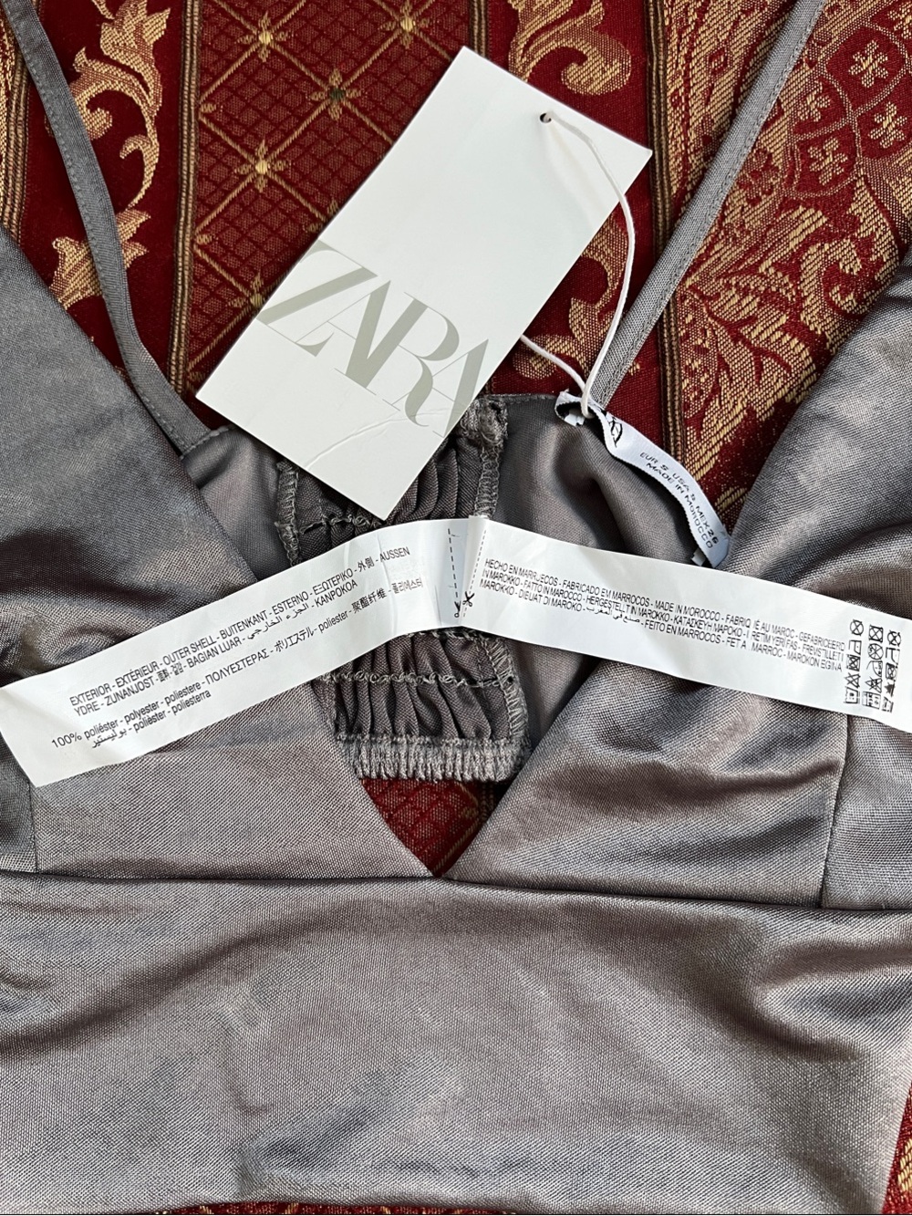Zara Charcoal Gray Satin Bralette - Picture 4 of 4